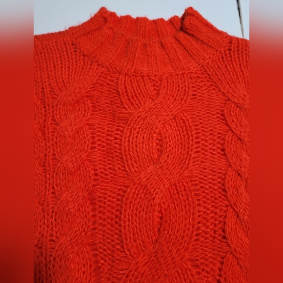 525 America Hand Braided Cable Fringe Top Persimmon Size XS - Picture 7 of 10